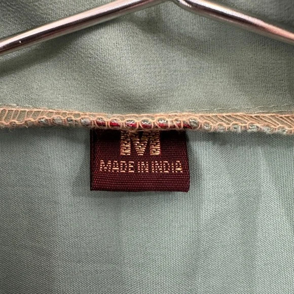 Embroidered Top - Long Sleeve Peplum Sheer - Size: Medium - Picture 6 of 8